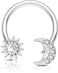 OUFER 16G Septum Rings Star and Moon Design Nose Ring Helix Earring 316L Stainless Steel Tragus Daith Snug Conch Piercing JewelrySilverColor