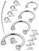 Oufksiyy Silver Horseshoe Nose Ring Surgical Steel Double Gem Stud Nose Ring 16g Lip Rings Cubic Zirconia Daith Piercing Jewelry for Women Inner Diameter 681012mm