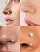 Oufksiyy Silver Horseshoe Nose Ring Surgical Steel Double Gem Stud Nose Ring 16g Lip Rings Cubic Zirconia Daith Piercing Jewelry for Women Inner Diameter 681012mm