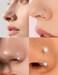 Oufksiyy Silver Horseshoe Nose Ring Surgical Steel Double Gem Stud Nose Ring 16g Lip Rings Cubic Zirconia Daith Piercing Jewelry for Women Inner Diameter 681012mm