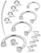 Oufksiyy Silver Horseshoe Nose Ring Surgical Steel Double Gem Stud Nose Ring 16g Lip Rings Cubic Zirconia Daith Piercing Jewelry for Women Inner Diameter 681012mm