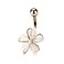 Pierced Owl 14GA Stainless Steel CZ Crystal Centered Wire Set White Flower Belly Button Ring Rose Gold Tone