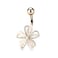 Pierced Owl 14GA Stainless Steel CZ Crystal Centered Wire Set White Flower Belly Button Ring Rose Gold Tone