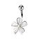 Pierced Owl 14GA Stainless Steel CZ Crystal Centered Wire Set White Flower Belly Button Ring Silver Tone
