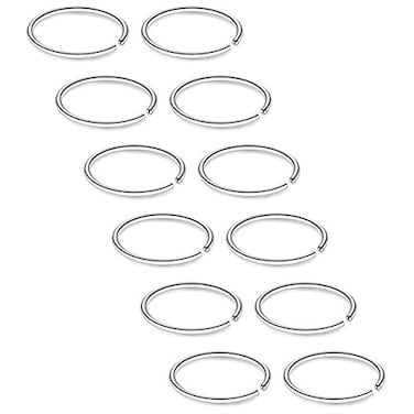 SCERRING 12PCS 22G Stainless Steel Fake Nose Septum Hoop Rings Lip Helix Cartilage Tragus Ear Ring Piercing 6mm Silver