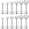 SCERRING 6 Pairs 16g Stainless Steel 245mm Prong Setting Clear CZ Internally Threaded Labret Monroe Lip Earring Ring Body Piercing Jewelry 10mm Silver