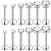 SCERRING 6 Pairs 16g Stainless Steel 245mm Prong Setting Clear CZ Internally Threaded Labret Monroe Lip Earring Ring Body Piercing Jewelry 10mm Silver