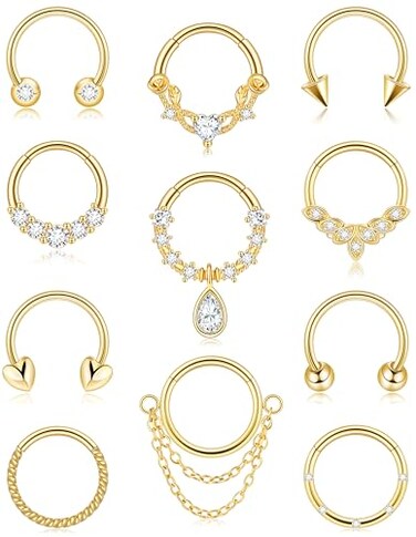 Tomovely Septum Rings 16g Septum Piercing Daith Clicker Jewelry Nose Ring