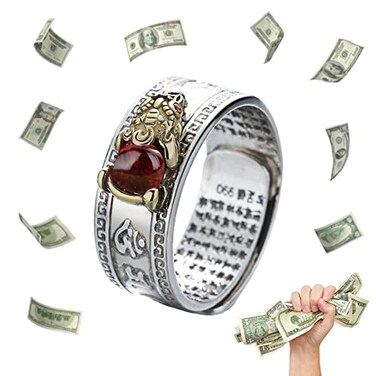 HETICA Feng Shui Pixiu Mantra Amulet Lucky Adjustable Ring