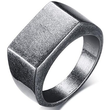 JUDE Jude Jewelers Retro Vintage Style Stainless Steel Signet Ring Grey 9
