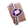 AHINOO 925 Sterling Silver Shining Amethyst Ring Tear Drop Shape 3Ct Cubic Zirconia Promise Cocktail Rings Set CZ Teardrop Halo Ring Eternity Engagement Wedding Band Ring Sets for Women W63 US Code 7
