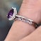 AHINOO 925 Sterling Silver Shining Amethyst Ring Tear Drop Shape 3Ct Cubic Zirconia Promise Cocktail Rings Set CZ Teardrop Halo Ring Eternity Engagement Wedding Band Ring Sets for Women W63 US Code 7