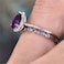 AHINOO 925 Sterling Silver Shining Amethyst Ring Tear Drop Shape 3Ct Cubic Zirconia Promise Cocktail Rings Set CZ Teardrop Halo Ring Eternity Engagement Wedding Band Ring Sets for Women W63 US Code 7