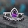 AHINOO 925 Sterling Silver Shining Amethyst Ring Tear Drop Shape 3Ct Cubic Zirconia Promise Cocktail Rings Set CZ Teardrop Halo Ring Eternity Engagement Wedding Band Ring Sets for Women W63 US Code 7