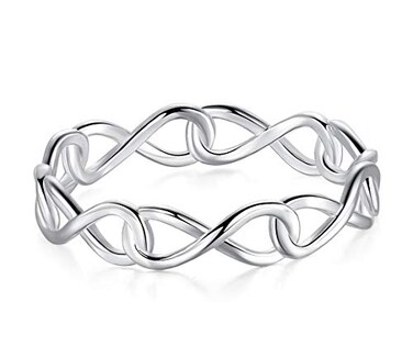BORUO 925 Sterling Silver Ring High Polish Infinity Symbol Tarnish Resistant Comfort Fit Wedding Band Ring Size 5