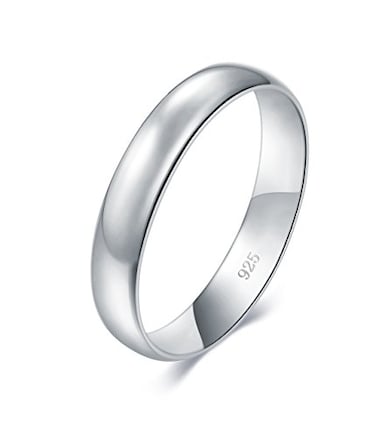 BORUO Silver Ring 925 Pure Sterling Silver Ring Sterling Silver Rings for Women Elegant Silver Band Rings For Women and Men Gifts for Special Occasions 4mm Ring Size 65