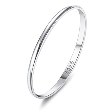 Diamday 1mm S925 Sterling Rings Silver for Women Men High Polished Sterling Silver Band Thumb Stackable Ring Comfort Fit Bands Size 7