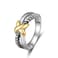 dnswez Two Tone Vintage Rings for Women Gold and Silver Cable Ring Trendy Statement Ring Twisted Cable Wire Band Ring Jewelry Gift X Knot 8