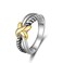 dnswez Two Tone Vintage Rings for Women Gold and Silver Cable Ring Trendy Statement Ring Twisted Cable Wire Band Ring Jewelry Gift X Knot 8