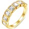 espere Emerald Cut Bezel Set CZ Halfway Eternity Band 7 Stone Wedding Anniversary Band Bridal Set 4mm Size 5
