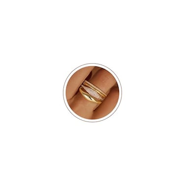 Fezodo Gold Stackable Rings for Women Non Tarnish Dainty 18K Realy Gold Plated Stackable Rings Thumb Ring Set Trendy Statement Promise Wedding Bands Engagement Ring for Women Jewelry Size 7