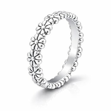GRHOSE Vintage Small Daisy Silver Ring Sunflower Ring Tiny Dainty Flower Ring 925 Silver Ring for Women Delicate Everyday Ring Best Ideal Gift Silver7
