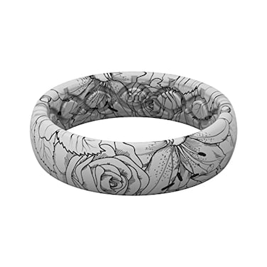 Groove Life Aspire Winter Rose Silicone Ring Breathable Rubber Wedding Rings for Women Lifetime Coverage Unique Design Comfort Fit Ring Size 7