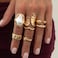 HUASAI Gold Stackable Rings for Women Western Chic Boho Chunky Seashell Flower Knuckle Non Tarnish Daily Party Fashion Jewelry