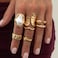 HUASAI Gold Stackable Rings for Women Western Chic Boho Chunky Seashell Flower Knuckle Non Tarnish Daily Party Fashion Jewelry