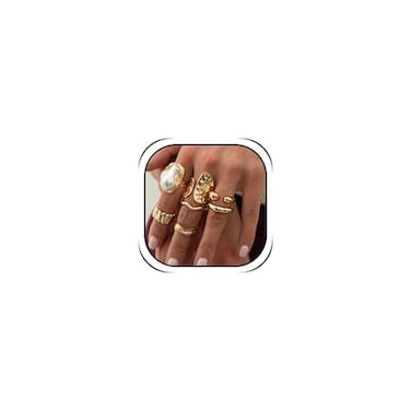 HUASAI Gold Stackable Rings for Women Western Chic Boho Chunky Seashell Flower Knuckle Non Tarnish Daily Party Fashion Jewelry