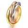 JAJAFOOK Womens Stainless Steel Goldtone Silvertone Rosetone Triple Band Interlocked Rolling Ring Rose Gold TriColor 8
