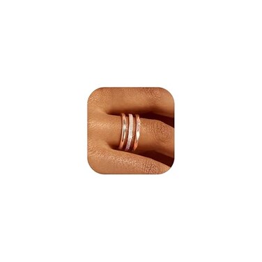 JOERICA 3Pcs 2mm Stainless Steel Womens Stackable Eternity Ring Band Engagement Wedding Ring Set 49 StainlessSteelRose Gold 7