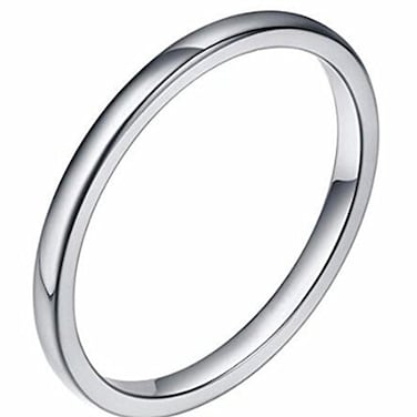 JUDE 2MM Tungsten Carbide Stackable Ring Plain Wedding Band Silver 10