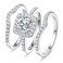 MDFUN 18K White Gold Plated Cubic Zirconia ThreeinOne Halo Wedding Engagement Promise Eternity Ring for Women 5