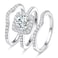 MDFUN 18K White Gold Plated Cubic Zirconia ThreeinOne Halo Wedding Engagement Promise Eternity Ring for Women 7