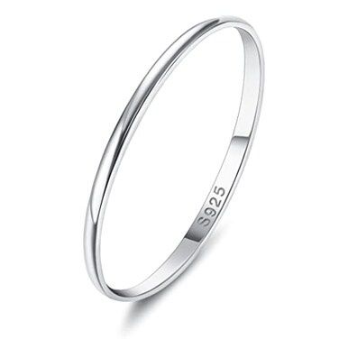 MILACOLATO 925 Sterling Silver Ring for Women Men High Polished Plain Stackable Thumb Rings Tarnish Resistant Wedding Band Ring Comfort Fit Size 4 1mm Ring