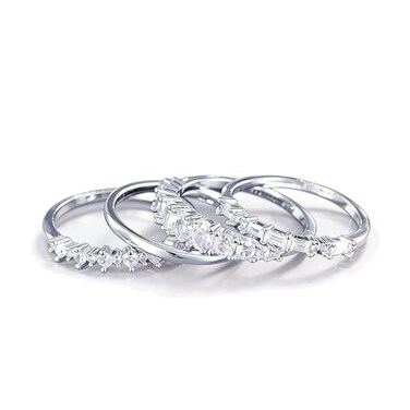 Otxas Stackable Rings for Women Non Tarnish Dainty Stacking Ring Set Wedding Bands for Women Jewelry Rings Size 6 7 8 9 10 Style 2 8
