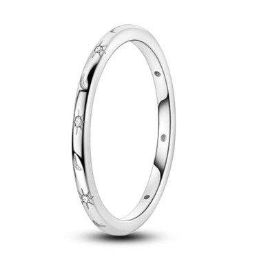 Parmuz 925 Sterling Silver Rings for Woman Dainty Stackable CZ Star Moon Cross Eternity Engagement Bands Ring for Her