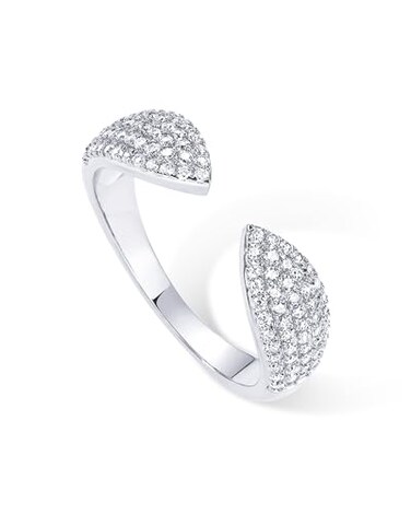 PAVOI Rhodium Plated Cuff Statement Ring for Women Cubic Zirconia Eternity Bands Open Stackable Rings for Women Size 7