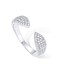 PAVOI Rhodium Plated Cuff Statement Ring for Women Cubic Zirconia Eternity Bands Open Stackable Rings for Women Size 7