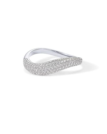 PAVOI Rhodium Plated Wavy Cubic Zirconia Stackable Ring for Women Twisted Wave CZ Band Delicate Eternity Rings Size 6