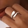 Poxtex Sterling Silver Rings for Women Non Tarnish Stackable Chunky Silver Stainless Steel Statement Rings Adjustable Signet Wedding Band Jewelry Size 8