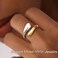Poxtex Two Tone Gold Silver Statement Band Ring for Women Non Tarnish Mixed Metal Ring Jewelry Size 7