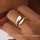 Poxtex Two Tone Gold Silver Statement Band Ring for Women Non Tarnish Mixed Metal Ring Jewelry Size 7