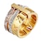SINLEO Stainless Steel CZ Zirconia Roman Numeral Ring for Women 3 in 1 Trinity Wedding Band Spinner Rings Gold Rose Size 65