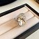 Cykdohy Statement Geometric Large Clear Rhinestone Open Ring for Women Silver Big Thick Chunky Exaggerated Rectangle Crystal Stone Finger Knuckle Band Rings Wedding Brides Cocktail Prom Party Jewelry