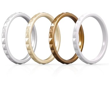ThunderFit Thin and Stackable Silicone Rings for Women Rubber Wedding Bands for Women Engagement Diamond Pattern 25mm Wide 2mm Thick Variety Multipack 116