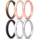 ThunderFit Womens Silicone Wedding Ring Sets Thin and Stackable Rubber Wedding Bands 26mm Wide 21mm Thick Variety Multipack 146789