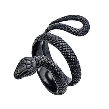 KouGeMou Womens Black Snake Rings Knuckle Cool Snake Ring Stainless Steel Jewelry For Teen Size 6