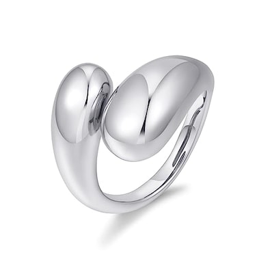 WOWORAMA Chunky Rings for Women Bypass Dome Teardrop Rings Statement Band Rings Adjustable Open Rings Thick Stackable Rings